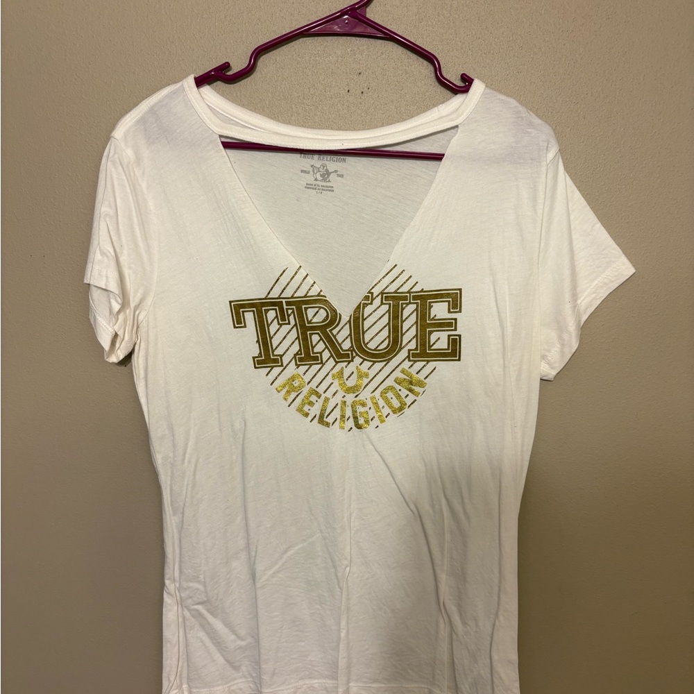 True Religion White Short Sleeve Tee